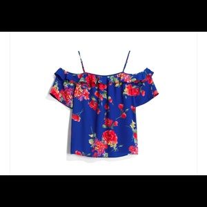 Skies are Blue Heidi cold shoulder ruffle top XL